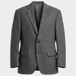 RALPH LAUREN Mens Blazer Sport Coat Two Button Casual Jacket 46L Gray Plaid Wool